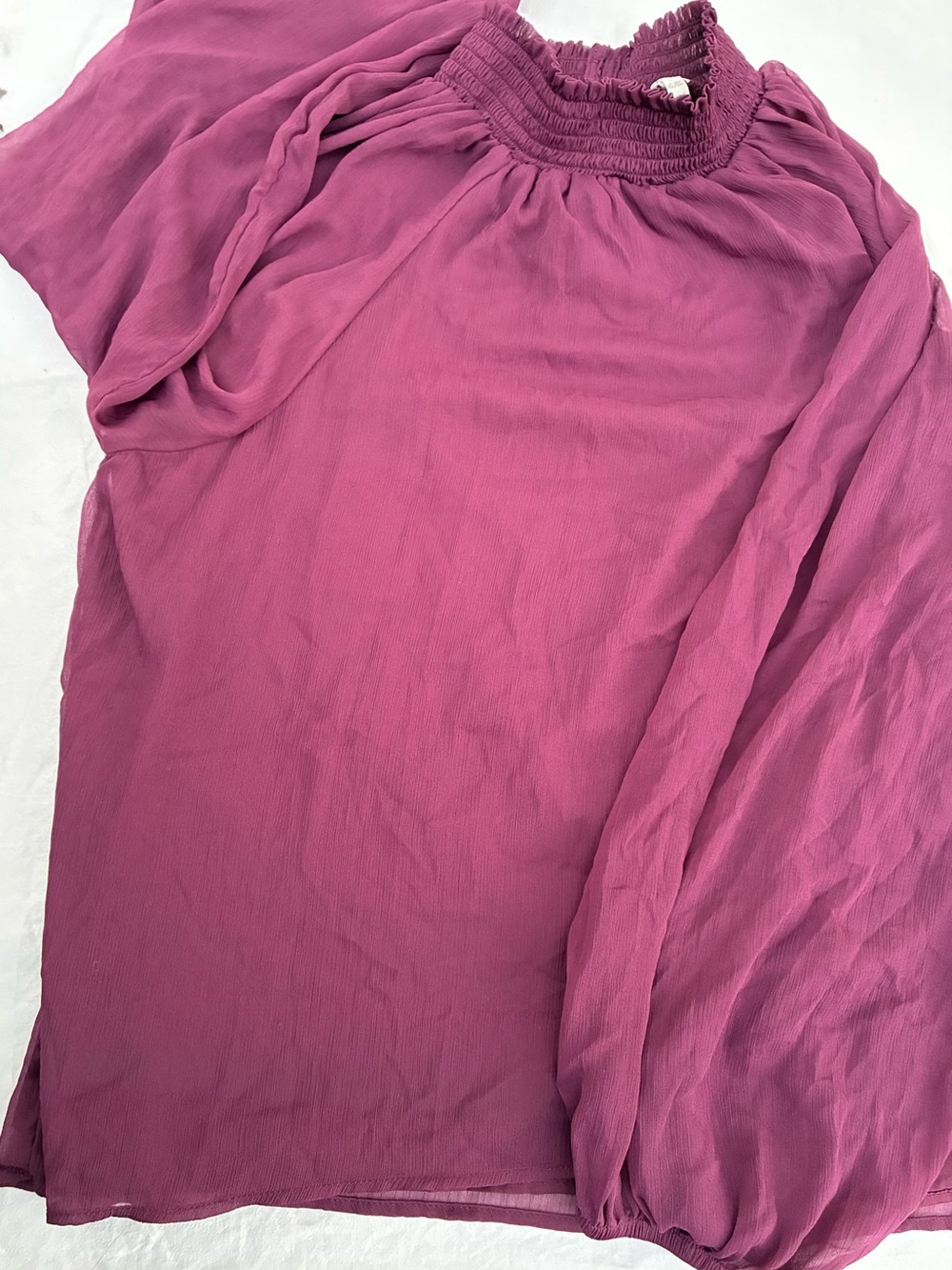 Joie Plum Ruffled Smocked Neck Blouse